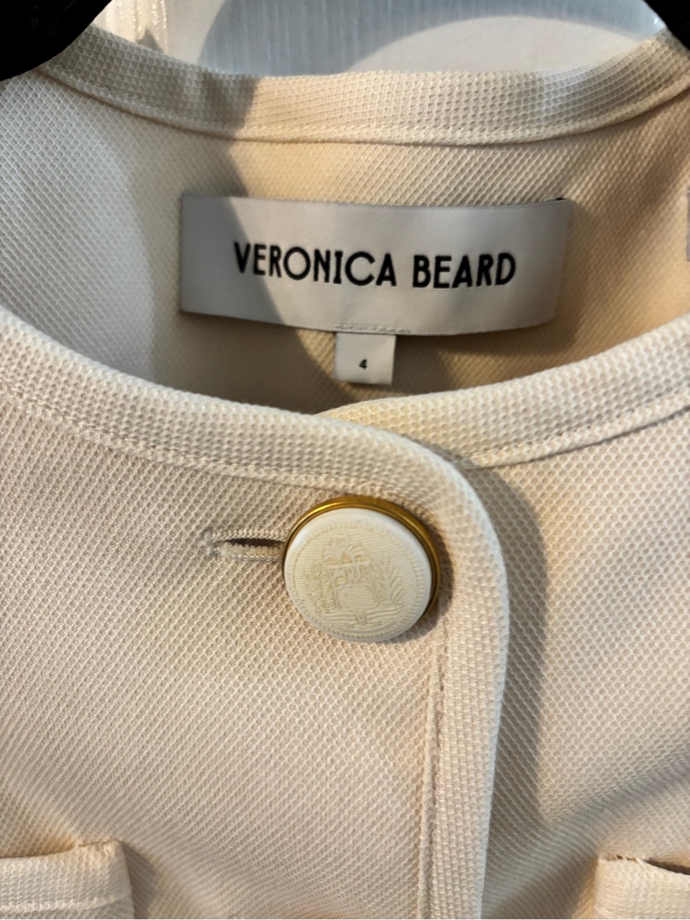 Veronica Beard Ivory Cropped Patch-Pocket Jacket - Picture 6 of 13